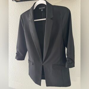 INC Ladies Black Jacket With 3/4 Gathered Sleeve SZ M